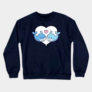 Cute Whales Couple Valentines Crewneck Sweatshirt